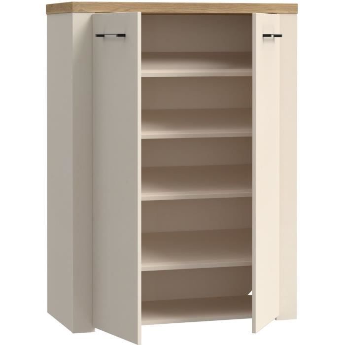 Meuble de rangement - Décor Sable & chene - L86,3 x P41,3 x H118,3 cm - NELLEKE