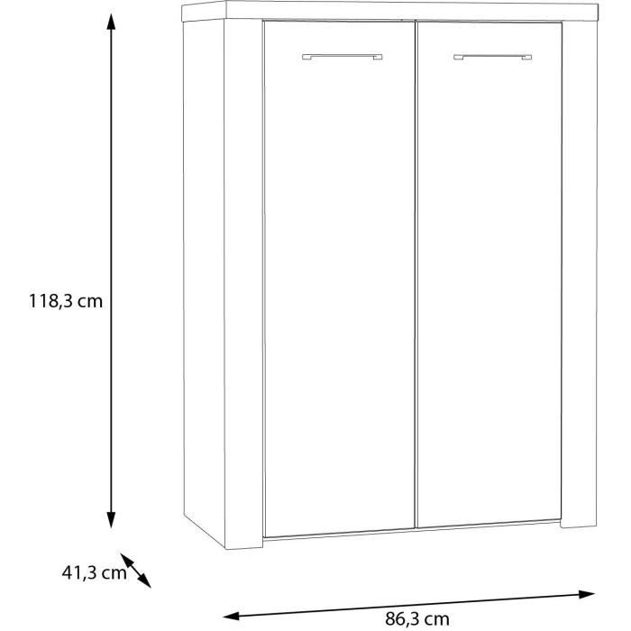 Meuble de rangement - Décor Sable & chene - L86,3 x P41,3 x H118,3 cm - NELLEKE