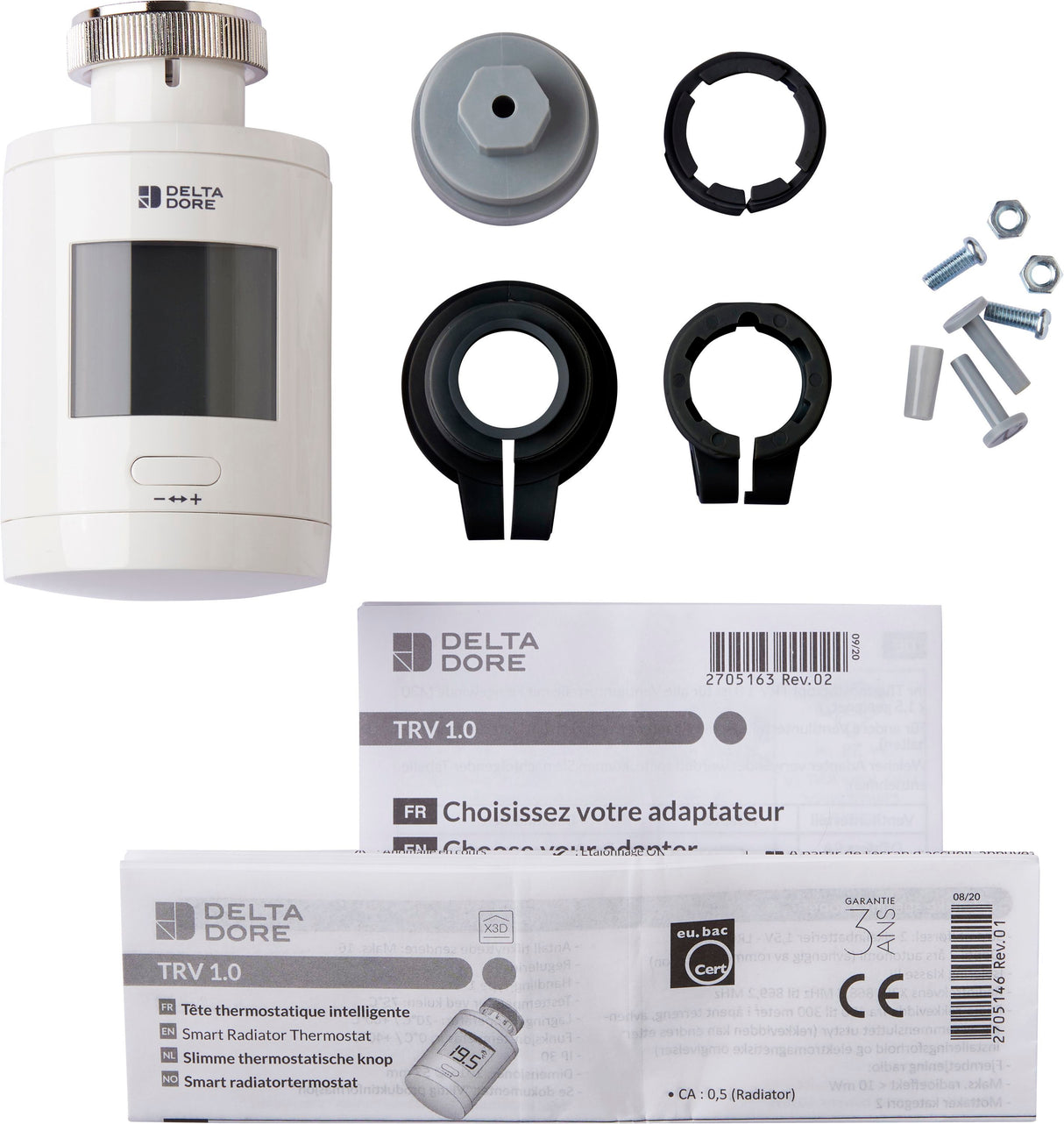 Tete Thermostatique TRV 1.0 et adaptateurs - Delta Dore - TRV 1.0 Adapt - Chauffage connecté - Programmation - Contrôle vocal