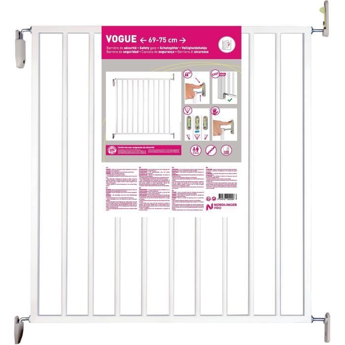 NORDLINGER PRO Barriere de sÈcuritÈ Enfant VOGUE - 69 a 75 cm - Pivotante - Ouverture facile