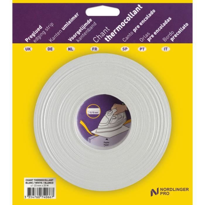 Bande de chant - NORDLINGER PRO - 23 mm x 25 m - PrÈ-encollÈe - FSC MIXTE - Blanc SatinÈ