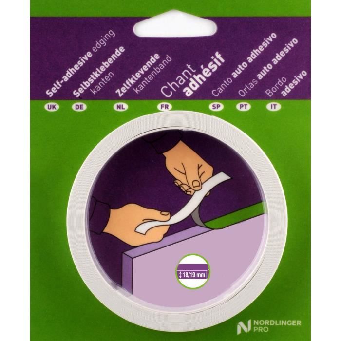 Bande de chant - NORDLINGER PRO - 19 mm x 5 m - AdhÈsif - Hetre Clair