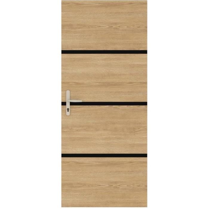 Kit de RÈnovation de Porte - NORDLINGER PRO - 4 Feuilles 85 x 50 cm & 3 Profils Noirs 85 x 2 cm - Chene Naturel