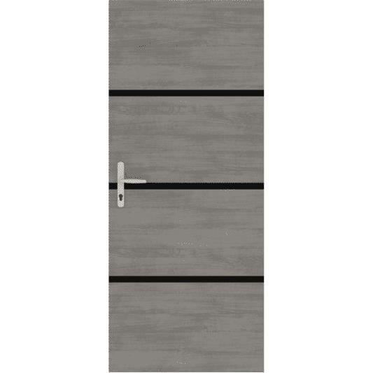 Kit de RÈnovation pour Porte IntÈrieure - NORDLINGER PRO - 4 Feuilles 85 x 50 cm & 3 Profils Noirs 85 x 2 cm - Gris Agate