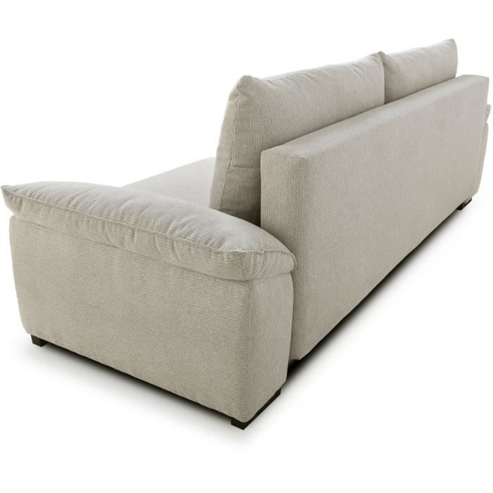 Canapé convertible avec coffre - 3 a 4 places - NORMAN - Tissu beige - 240 x 85 x 85 cm