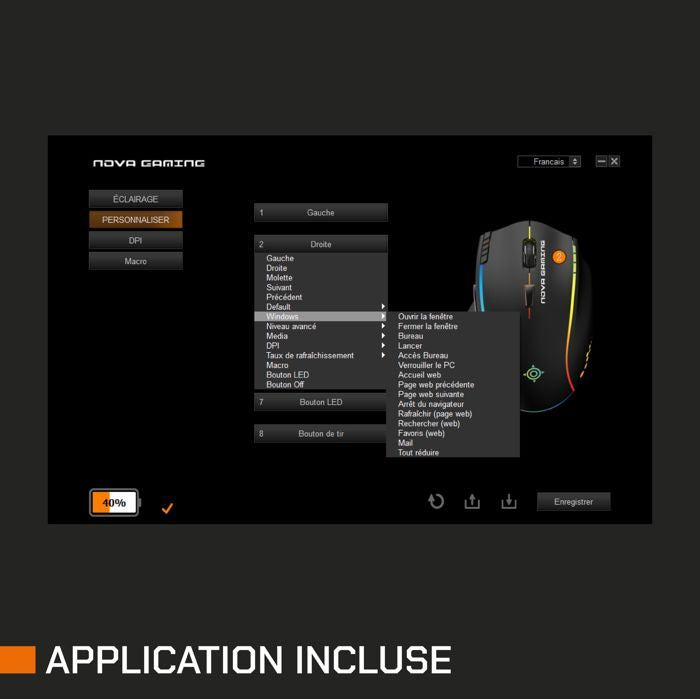 Souris gaming - Sans fil - Nova Gaming - Persee - Noir