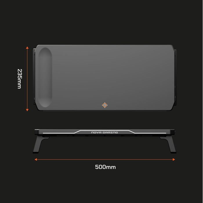 Réhausseur d'écran - NOVA GAMING - Celestium - Hub intégré - LED RGB - Noir