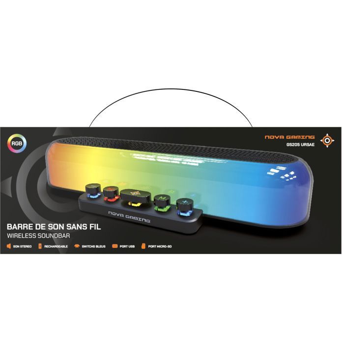 Barre de son gaming - NOVA GAMING - Ursae - LED RGB - Noir
