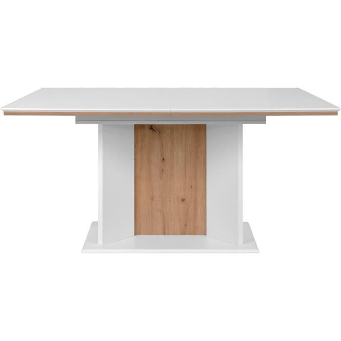 Table extensible - ARONA - Rectangulaire - 10 personnes - 160/200 x 76 x 90 cm - Blanc / chene artisan