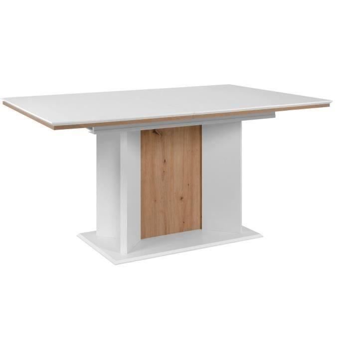 Table extensible - ARONA - Rectangulaire - 10 personnes - 160/200 x 76 x 90 cm - Blanc / chene artisan