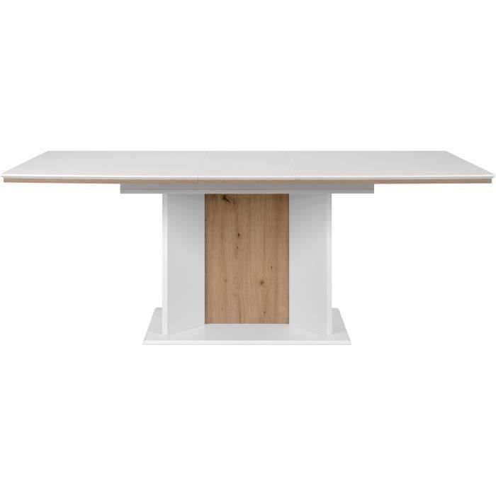 Table extensible - ARONA - Rectangulaire - 10 personnes - 160/200 x 76 x 90 cm - Blanc / chene artisan