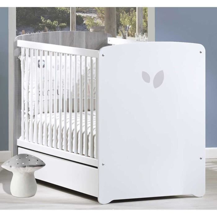 Lit bÈbÈ - 120 x 60 cm - Leaf - Blanc