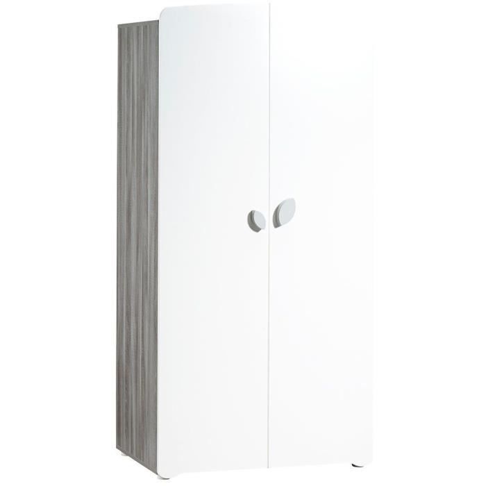 Armoire bÈbÈ Leaf - MDF - Blanc - 2 portes - 86 x 175 x 56 cm - BABY PRICE