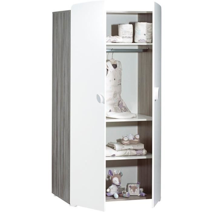 Armoire bÈbÈ Leaf - MDF - Blanc - 2 portes - 86 x 175 x 56 cm - BABY PRICE