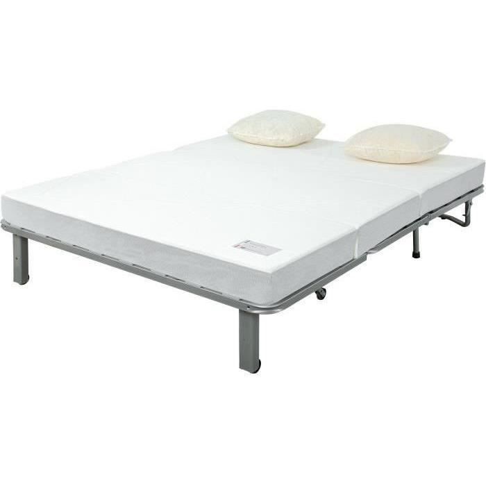 Banquette BZ NUAGE 3 places - Tissu Gris - Matelas SIMMONS - Couchage 188x138 cm