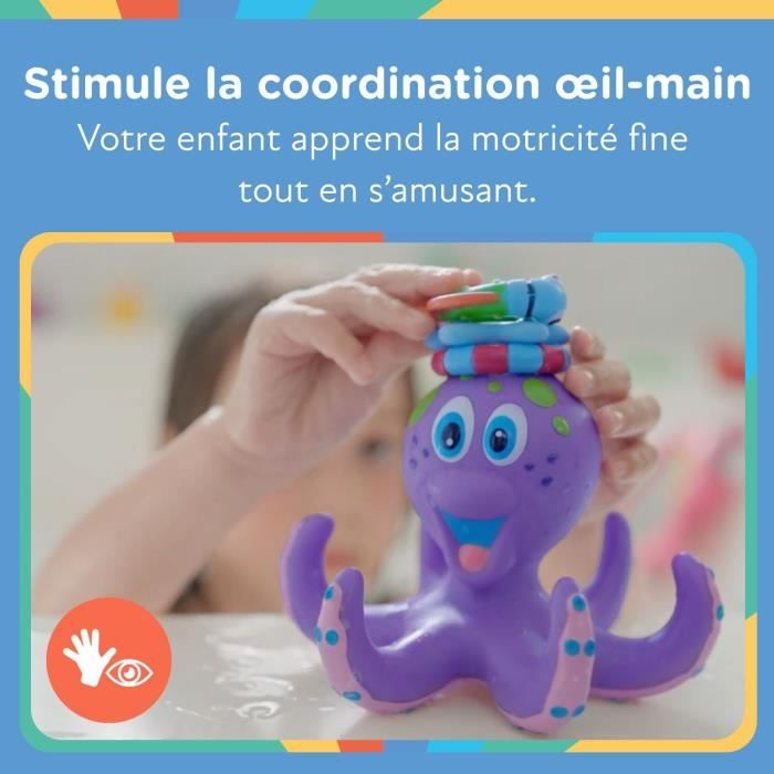 Jouet de bain - NUBY - Pieuvre intéractive flottante - Anneaux de bain - Violet