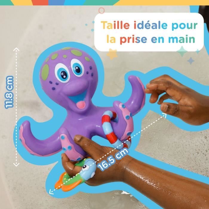 Jouet de bain - NUBY - Pieuvre intéractive flottante - Anneaux de bain - Violet