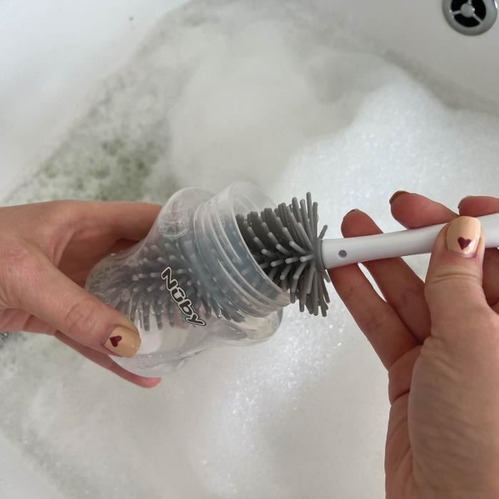 Brosse de Nettoyage - NUBY - Pour Biberon et Tétine 2 en 1 avec Support Hygiénique