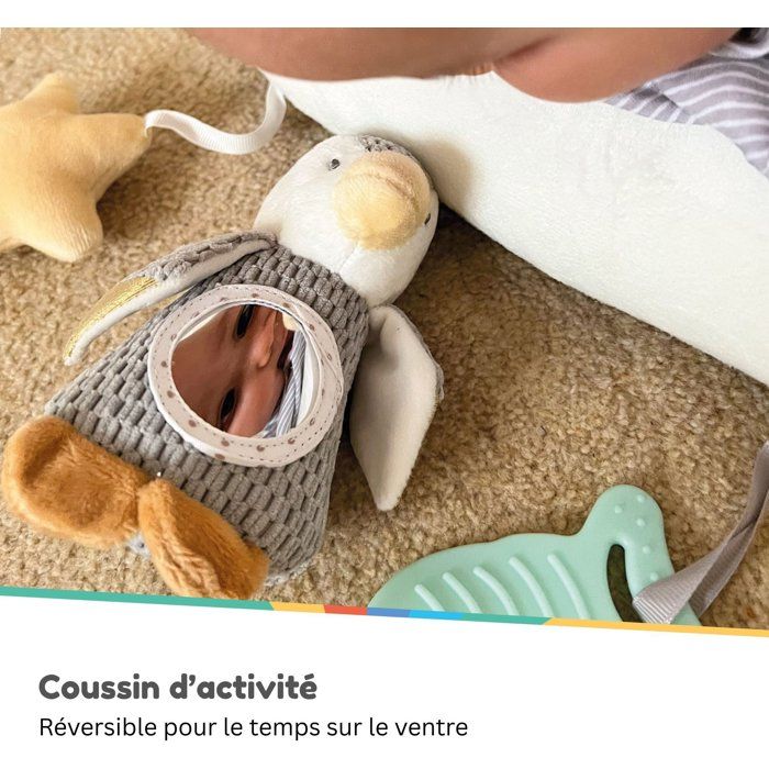 Coussin intéractif moelleux - NUBY - Tummy Time - Gris / Blanc