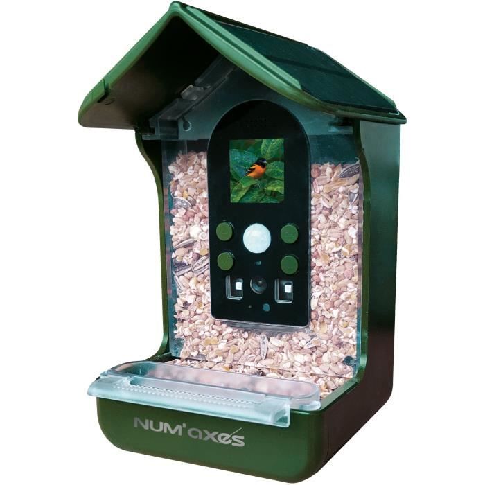 Mangeoire / abreuvoir pour oiseaux avec caméra intégrée - NUM'AXES - CAM1074 - 120 ° -Full HD 12MP - Vert