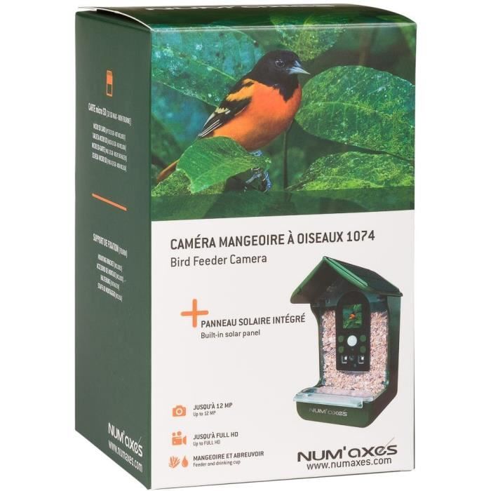 Mangeoire / abreuvoir pour oiseaux avec caméra intégrée - NUM'AXES - CAM1074 - 120 ° -Full HD 12MP - Vert