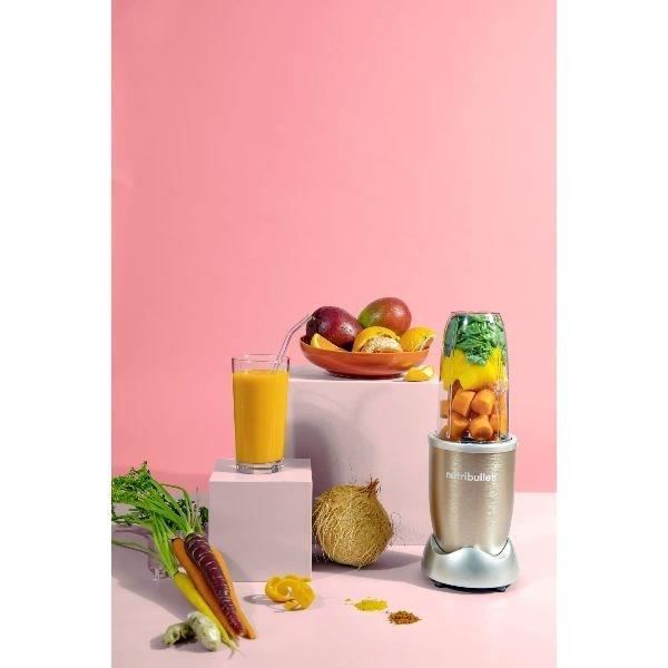 Blender personnel - NUTRIBULLET - NB907CP - 900W - 2 tasses + 2 couvercles + anneau - Doré