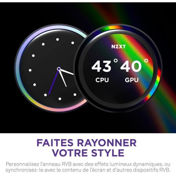 Watercooling - NZXT - RL-KR36E-W2 - Kraken Elite 360 RGB - Écran 2.72, panneau RGB personnalisable et ventilateurs RGB - Blanc
