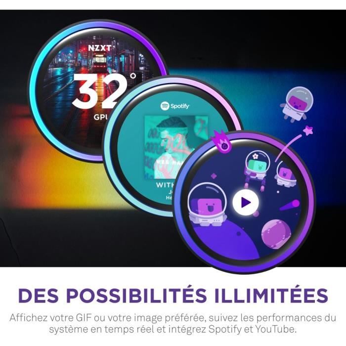 Watercooling - NZXT - RL-KN36E-B2 - Kraken Elite 360 - Écran 2.72 et anneau RGB personnalisable - Noir