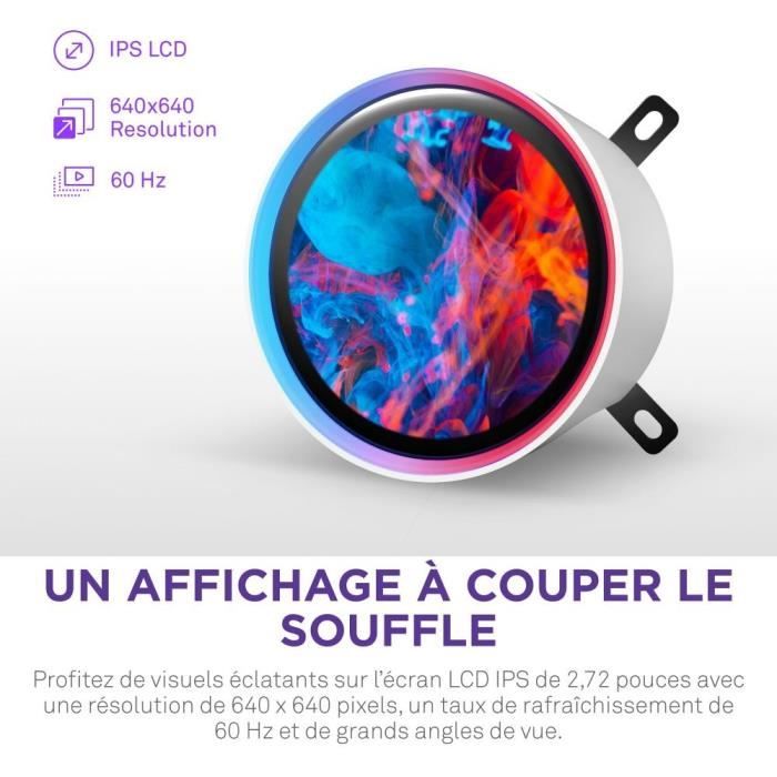 Watercooling - NZXT - RL-KR24E-W2 - Kraken Elite 240 RGB - Écran 2.72, panneau RGB personnalisable et ventilateurs RGB - Blanc