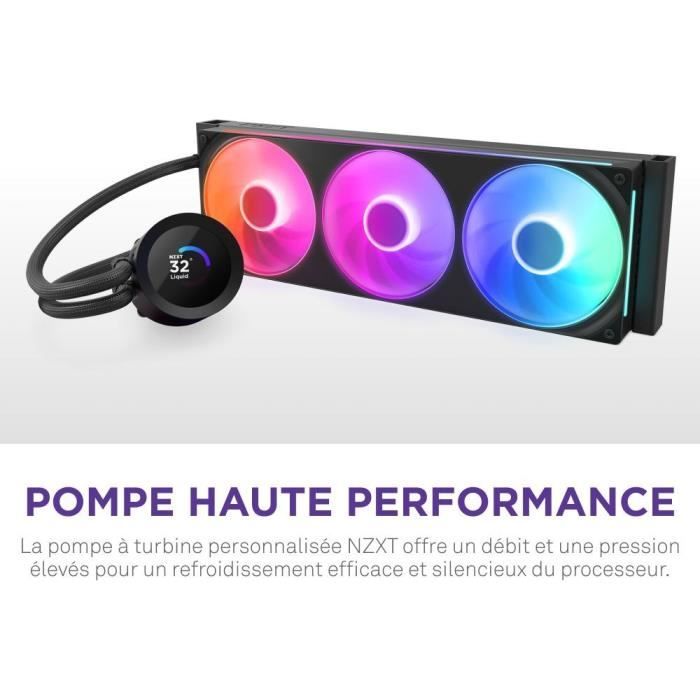 Watercooling - NZXT - RL-KR360-B2 - Kraken Plus 360 RGB - Écran carré 1.54 personnalisable et ventilateurs RGB - Noir