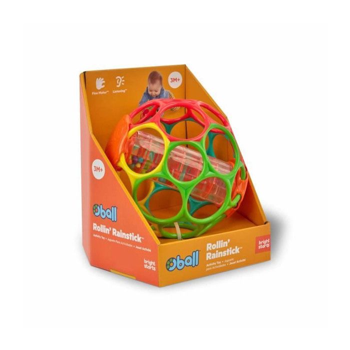 BRIGHT STARTS OBALL -Hochet pour bébé - Rollin' Rainstick - Perles multicolores - Baton de pluie - 3M+