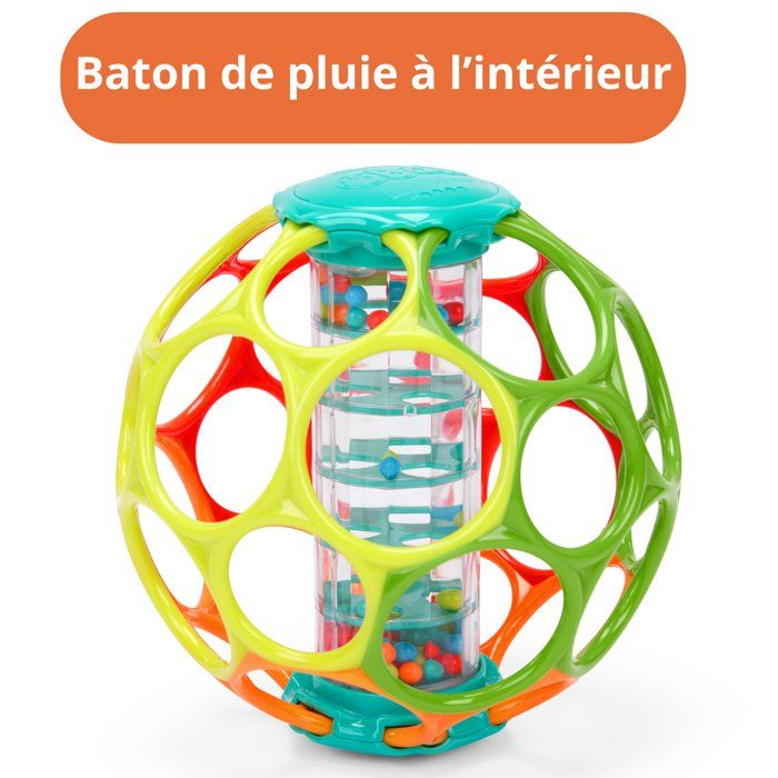 BRIGHT STARTS OBALL -Hochet pour bébé - Rollin' Rainstick - Perles multicolores - Baton de pluie - 3M+