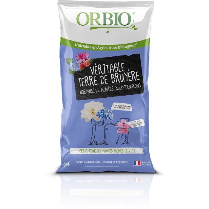 Terre de bruyere - ORBIO - 40 L - Idéale plantes acidophiles - Substrat léger