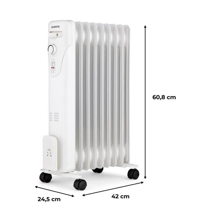 Radiateur bain d'huile Èlectrique - 2000 Watts - OCEANIC - 3 puissances - 9 ÈlÈments - Mobile - Blanc
