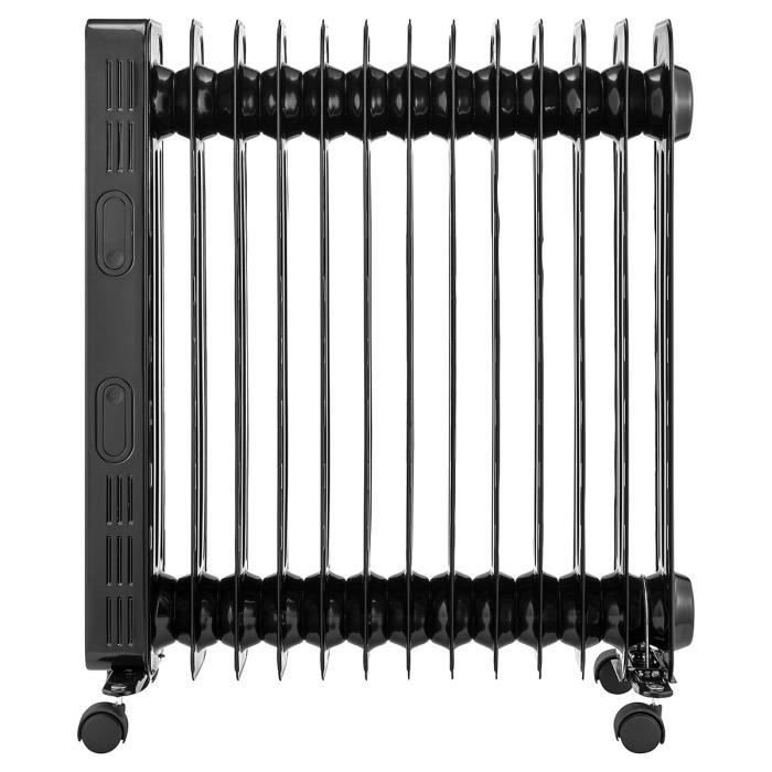 Radiateur Èlectrique bain d'huile 2500W OCEANIC - 3 puissances - Thermostat Èlectronique - TÈlÈcommande - Mobile - Noir