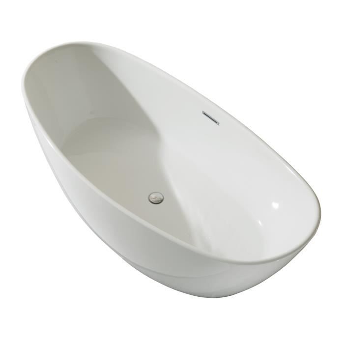OCEANIC Baignoire ilot Rosã - L.177 x I.83 x H.58 cm - En acrylique - Bonde poussoir - Blanc