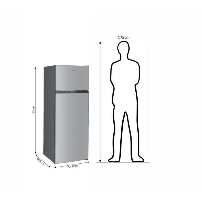 RÈfrigÈrateur congÈlateur haut OCEANIC OCEAF2D206S3 - 2 Portes - 206L - Froid statique - Silver