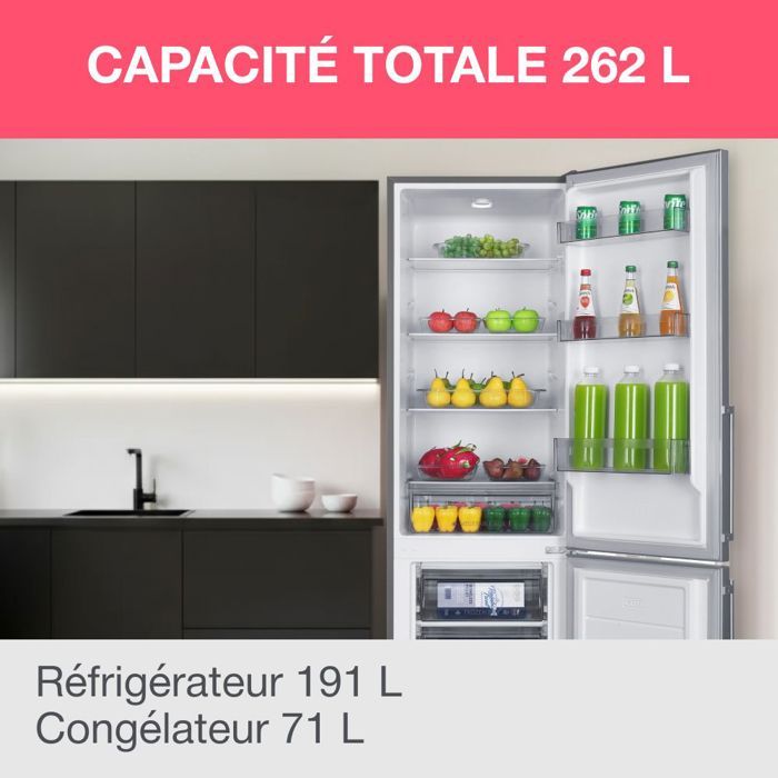 Réfrigérateur combiné - OCEANIC - OCEAFC262STDS - 262 L - Classe D - 55 x 56 x 180 cm - Silver