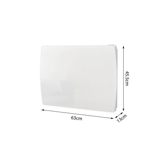 Radiateur Èlectrique fixe a inertie seche cÈramique 1000W OCEANIC Rubis - FaÁade verre - Blanc - NF