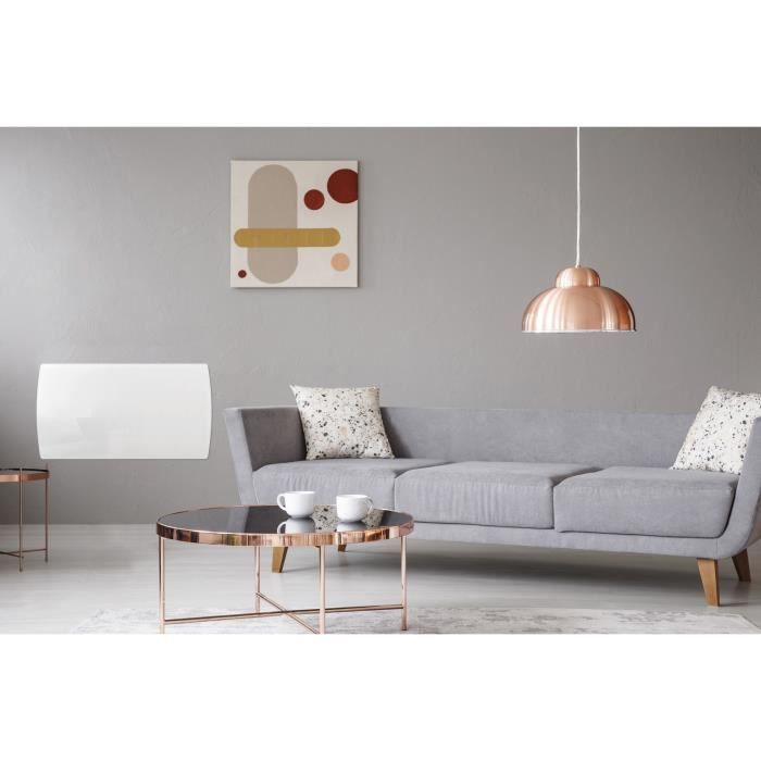 Radiateur Èlectrique fixe a inertie seche cÈramique 1500W OCEANIC Rubis - FaÁade verre - Blanc - NF