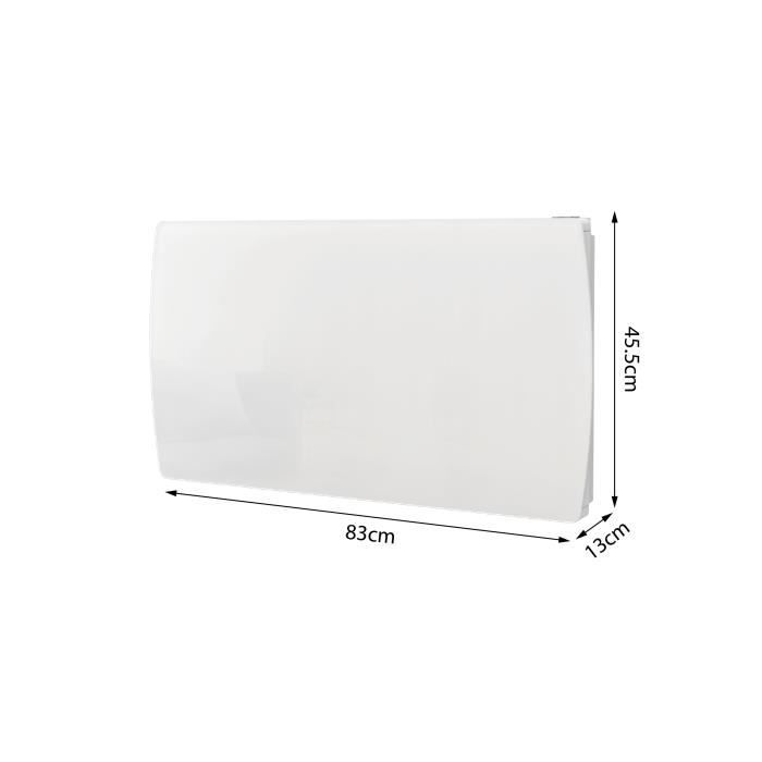 Radiateur Èlectrique fixe a inertie seche cÈramique 1500W OCEANIC Rubis - FaÁade verre - Blanc - NF