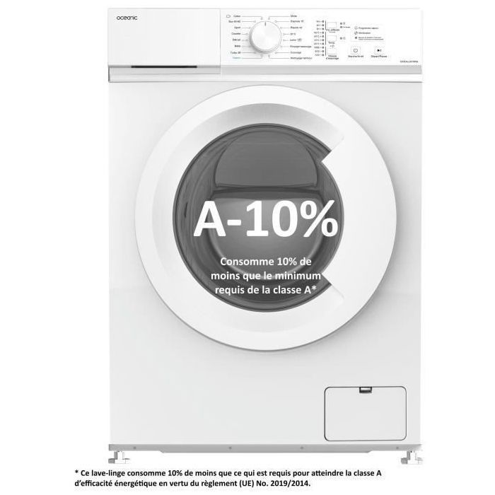 Lave-linge frontal OCEANIC OCEALL610WA - 6 kg - Induction - 60 cm - 1000 trs/ min - Blanc