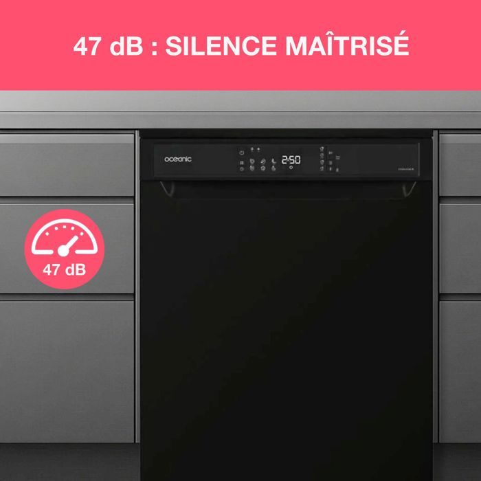 Lave-vaisselle pose libre OCEANIC OCEALV1247B - 12 couverts - 47 dB noir