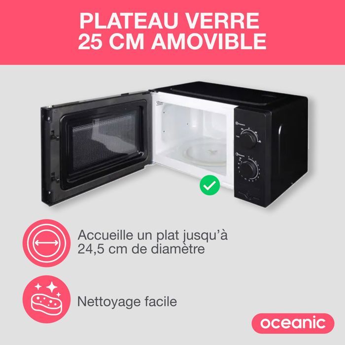 Micro-ondes OCEANIC MO20B11 Noir l 45,4 x H26,1 x P32,6 cm - 20L