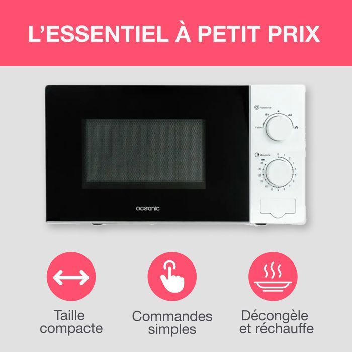 Micro-ondes OCEANIC MO20W11 Blanc 45,4 x H26,1 x P32,6 cm - 20L