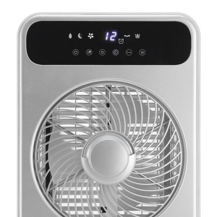 Ventilateur brumisateur 3 en 1 OCEANIC - 50W - Diametre 23 cm - Affichage LED - Télécommande - Minuterie - Moteur DC - Gris et blanc