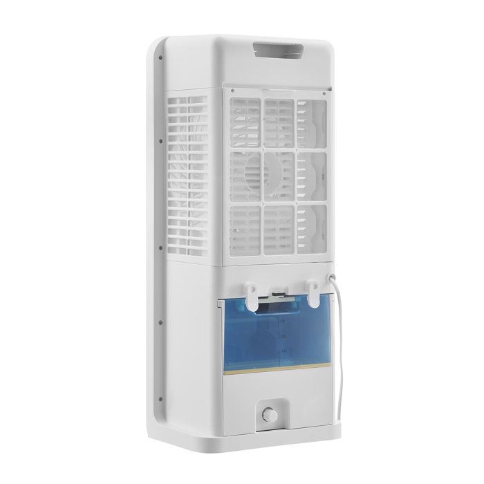 Ventilateur brumisateur 3 en 1 OCEANIC - 50W - Diametre 23 cm - Affichage LED - Télécommande - Minuterie - Moteur DC - Gris et blanc