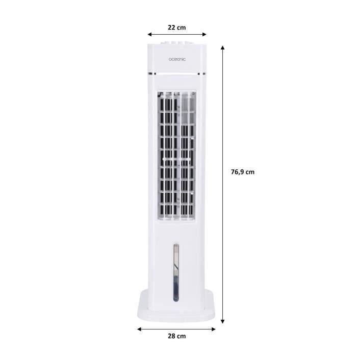 OCEANIC RafraÓchisseur d'air Ventilateur colonne OCEANIC - 70W - Hauteur 76.5 cm - 3,5L - 3 vitesses - Oscillant - Blanc