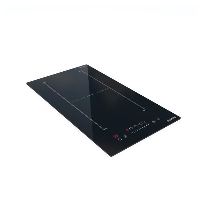 Domino induction encastrable - OCEANIC - OCEATI2Z2BF - 2 foyers avec zone flexible- 3600 W - Noir
