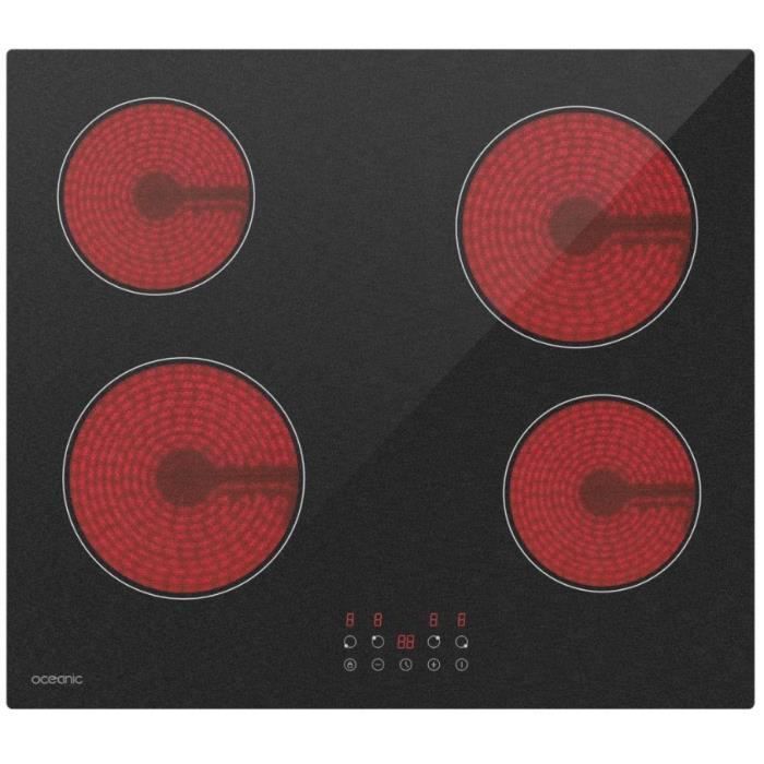 Table de cuisson vitrocéramique - OCEANIC - 4 foyers - Noir